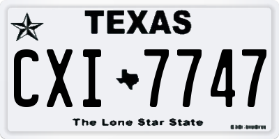TX license plate CXI7747