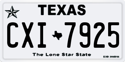 TX license plate CXI7925