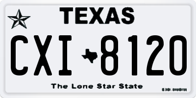 TX license plate CXI8120