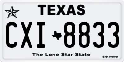 TX license plate CXI8833