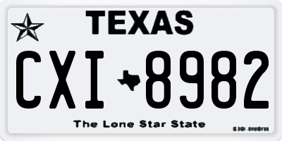 TX license plate CXI8982