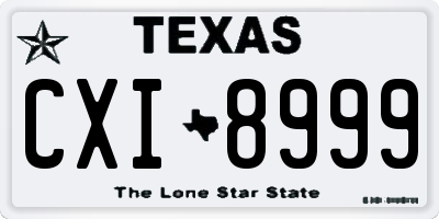 TX license plate CXI8999
