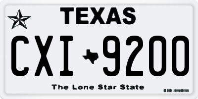 TX license plate CXI9200