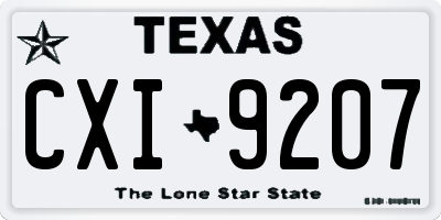 TX license plate CXI9207