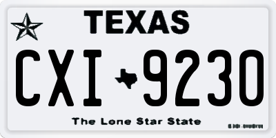 TX license plate CXI9230