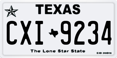 TX license plate CXI9234