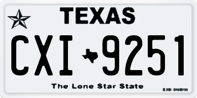 TX license plate CXI9251