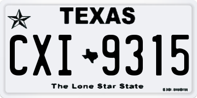 TX license plate CXI9315
