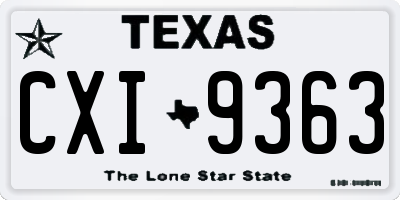 TX license plate CXI9363