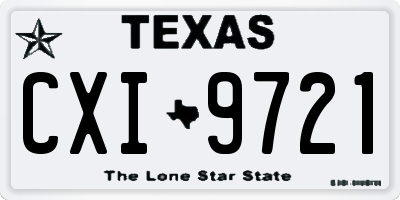 TX license plate CXI9721