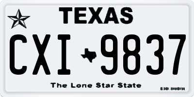 TX license plate CXI9837