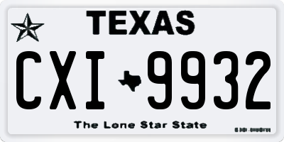 TX license plate CXI9932