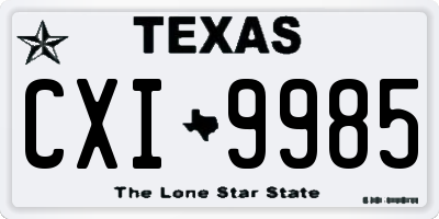 TX license plate CXI9985