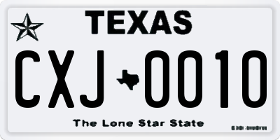 TX license plate CXJ0010