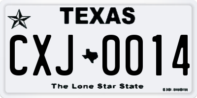 TX license plate CXJ0014