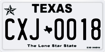 TX license plate CXJ0018