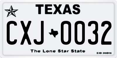 TX license plate CXJ0032