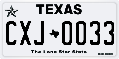 TX license plate CXJ0033