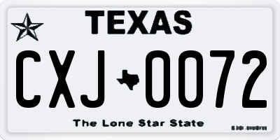 TX license plate CXJ0072