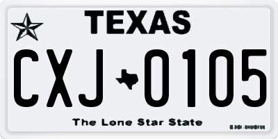 TX license plate CXJ0105