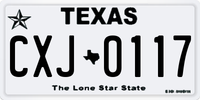 TX license plate CXJ0117