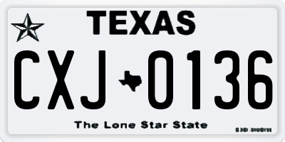 TX license plate CXJ0136