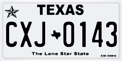 TX license plate CXJ0143