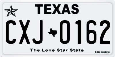 TX license plate CXJ0162