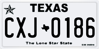 TX license plate CXJ0186