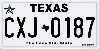 TX license plate CXJ0187