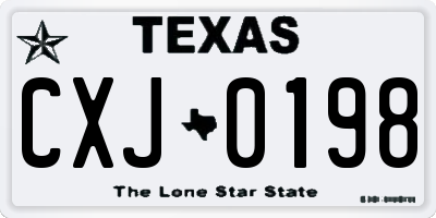 TX license plate CXJ0198