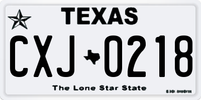 TX license plate CXJ0218