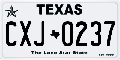TX license plate CXJ0237