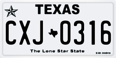 TX license plate CXJ0316