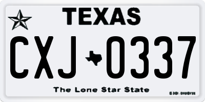 TX license plate CXJ0337