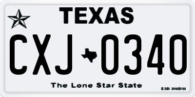 TX license plate CXJ0340