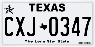 TX license plate CXJ0347