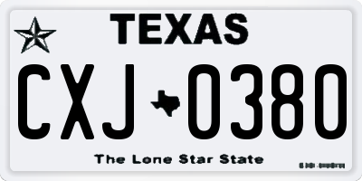 TX license plate CXJ0380
