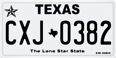 TX license plate CXJ0382