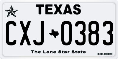 TX license plate CXJ0383
