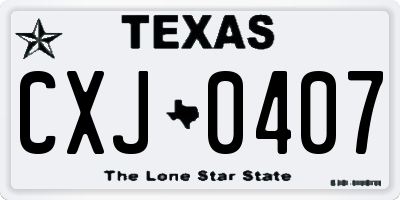 TX license plate CXJ0407