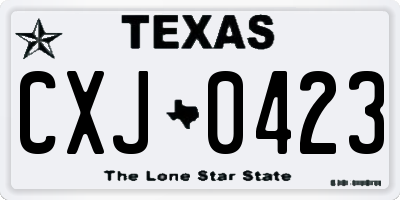 TX license plate CXJ0423