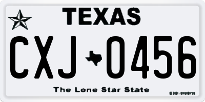 TX license plate CXJ0456