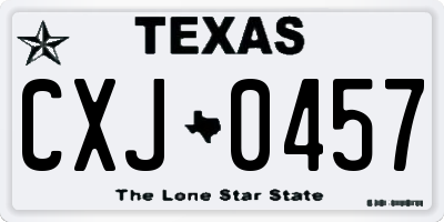 TX license plate CXJ0457