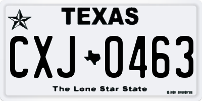 TX license plate CXJ0463