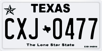TX license plate CXJ0477