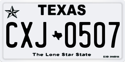 TX license plate CXJ0507