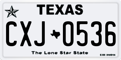 TX license plate CXJ0536