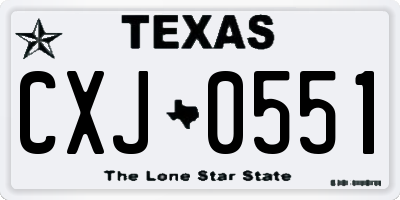 TX license plate CXJ0551