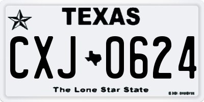 TX license plate CXJ0624